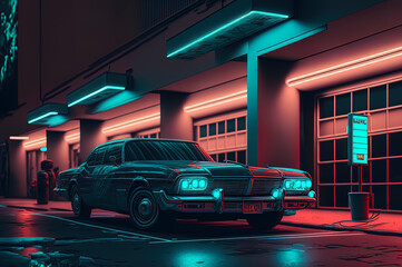 Fototapeta na wymiar Car with neon lights