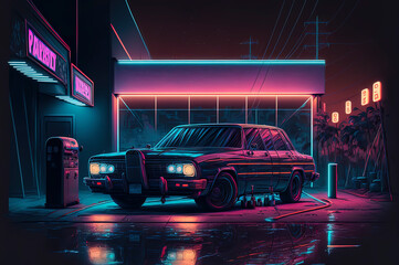 Car with neon lights