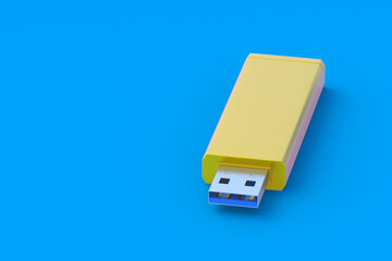 Fototapeta premium Flash drive, usb memory stick. Electronic access key. Data storage. Copy space. 3d render