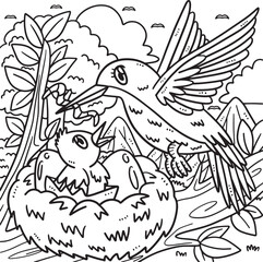 Mother Bird and Fledgling Coloring Page for Kids