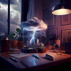 Miniature thunderstorm and cloud digital art