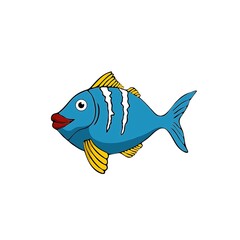 beautiful little blue fish with white stripes