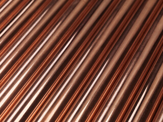Copper Tubes water pipes closeup background texture