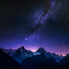 Fototapeta na wymiar Mountains under the starry sky. High quality illustration