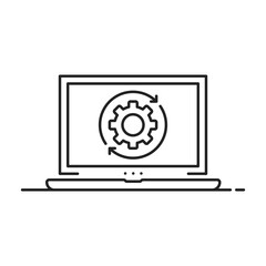 update icon with thin line laptop and gear