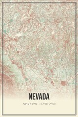 Retro map of Nevada, USA. Vintage street map.