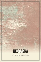 Retro map of Nebraska, USA. Vintage street map.