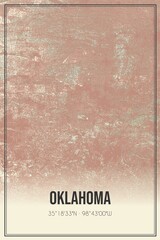Retro map of Oklahoma, USA. Vintage street map.