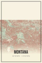 Retro map of Montana, USA. Vintage street map.