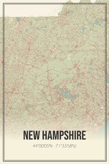 Retro map of New Hampshire, USA. Vintage street map.