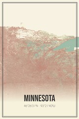 Retro map of Minnesota, USA. Vintage street map.