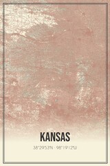 Retro map of Kansas, USA. Vintage street map.