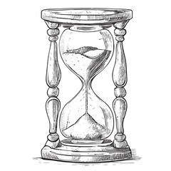 Old vintage hourglass hand drawn sketch in doodle style Vector illustration - obrazy, fototapety, plakaty