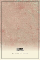 Retro map of Iowa, USA. Vintage street map.