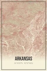 Retro map of Arkansas, USA. Vintage street map.