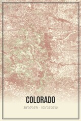 Retro map of Colorado, USA. Vintage street map.
