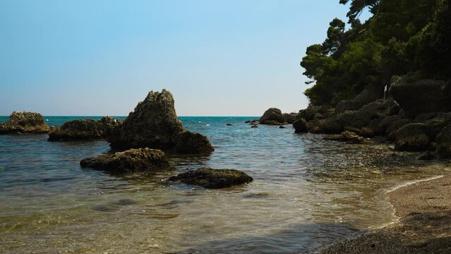 Sassolini beach coastline in Minturno, Italy.