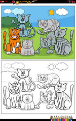 cartoon cats and kittens animal characters coloring page