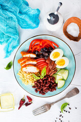 salad with chicken, bulgur and vgetables