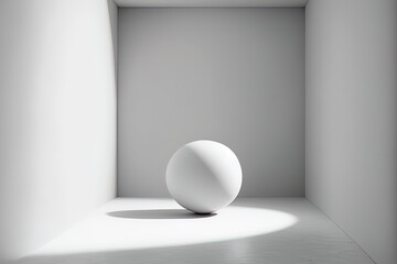 White sphere in a barren space. Generative AI