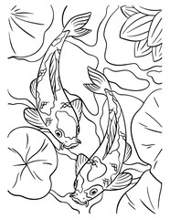 Koi Fish Coloring Page for Kids