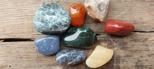 beautiful stones representing the 7 chakras crown frontal laryngeal heart umbilical sexual root