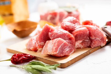 fresh meat on wooden board