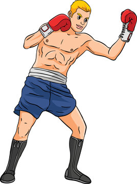 Boxing Sports Cartoon Colored Clipart Illustration