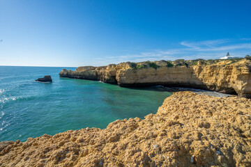 Beautiful cliffs of Albufeira algarve Portugal