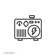 inverter generator icon, electric station, thin line symbol on white background - editable stroke vector illustration