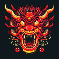 Vector illustration of a chinese dragon mask.