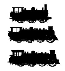 set of locomotive silhouette