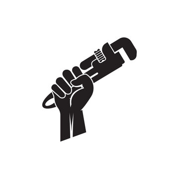 black hand holding wrench clip art preview