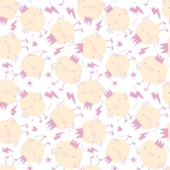 Cartoon animals seamless Easter chicken pattern for wrapping paper and fabrics and linens and kids clothes print