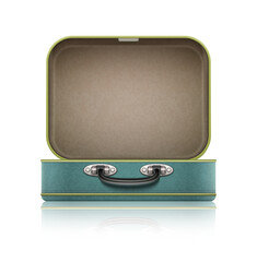 Open old retro vintage suitcase for travel. isolated PNG