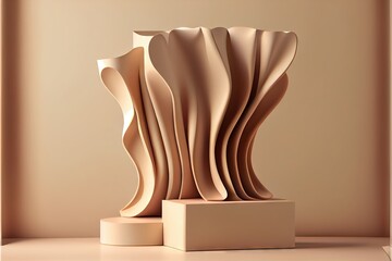 3D podium with fabric. AI generated art illustration.	
