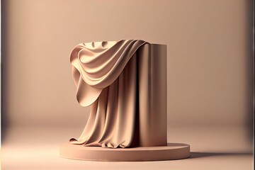 3D podium with fabric. AI generated art illustration.	

