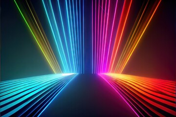 Abstract background of neon lines. AI generated art illustration.	
