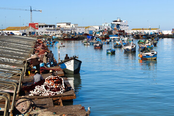 boats in the moroccan harbor