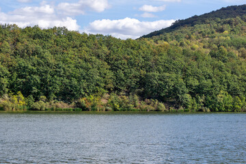 Fototapeta na wymiar Autumn view of Pchelina Reservoir, Bulgaria