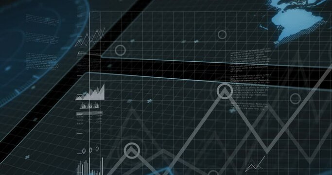 Animation of data processing over black background