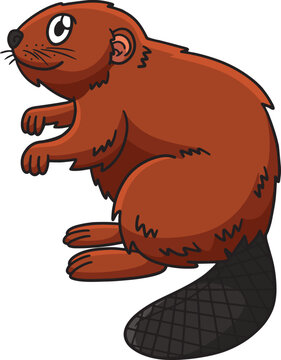 Beaver Marine Animal Cartoon Colored Clipart 
