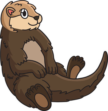 Sea Otter Marine Animal Cartoon Colored Clipart 