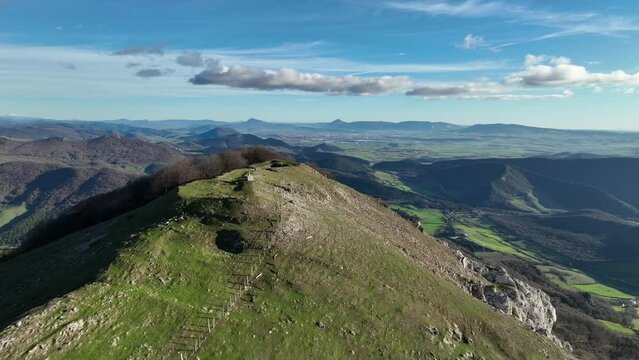 Mount Trinidad de Erga its Hermitage. In the background the Pamplona Basin