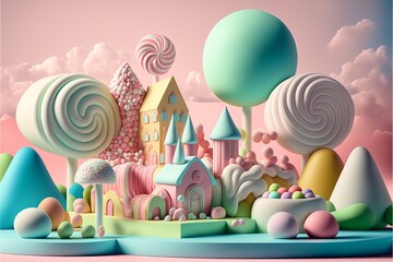 Delicious Candy Land. Generative AI	