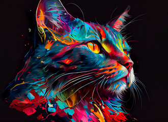 Colorful Cat illustration.
