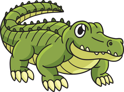  Crocodile Marine Animal Cartoon Colored Clipart