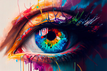 colorful human eye illustration.