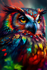Obraz premium Colorful painting of a cute owl