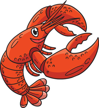 Lobster Marine Animal Cartoon Colored Clipart 
